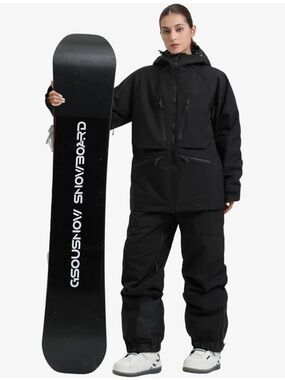 GSOU Snow Men’s XL Black Ski Snowboard Jacket Waterproof Insulated Hooded
